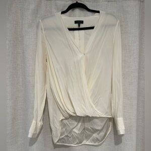 Rag & Bone Silk Long Sleeved Off-White Cream/Ecru Blouse with Snap